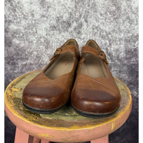 Dansko Womens Mary Jane Shoes 11 EUR 42 Brown Oiled leather Boho Vintage Style - Picture 4 of 14